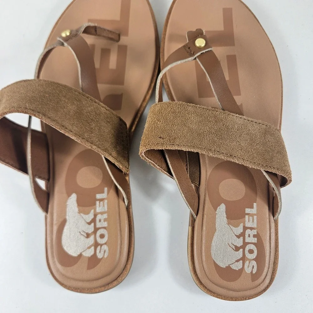 Sorel Ella II Easy Flip / Slip-On Thong Sandal Womens 5.5 Velvet Tan Flat